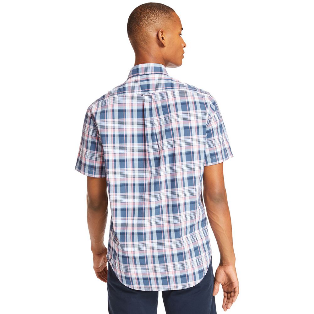 Camasi Timberland Barbati Roz/Albastri - Short-Sleeve Indian River Madras - Romania - DFNCMK862